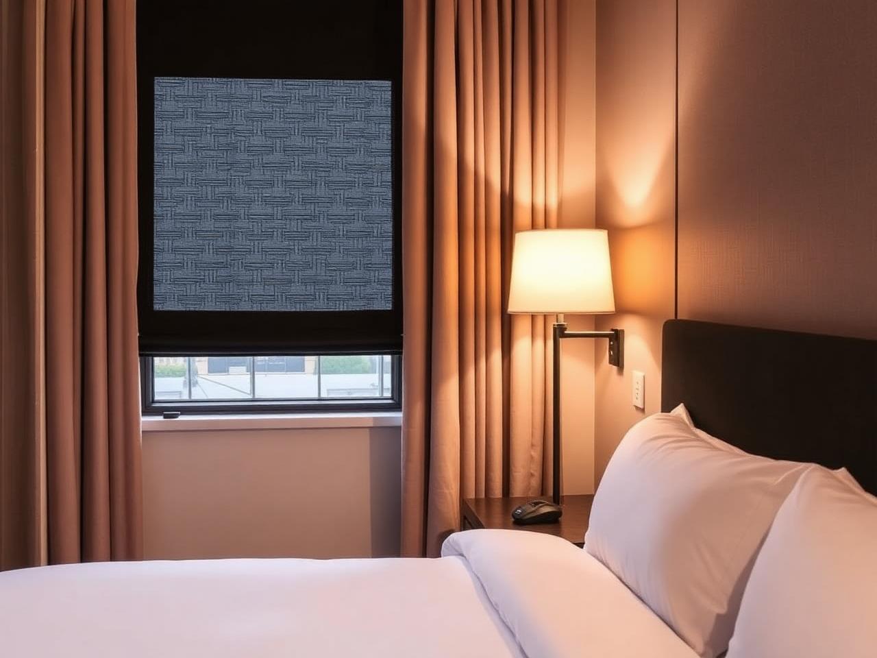 Hospitality interior with custom window treatments