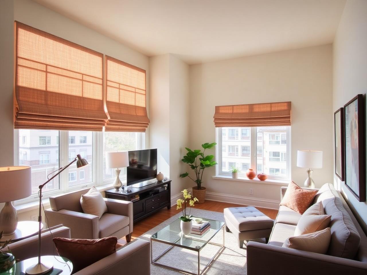 Multifamily interior with custom window treatments